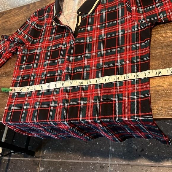 New Tommy Hilfiger Johnny-Collar 3/4-Sleeve Plaid Top - Picture 8 of 13
